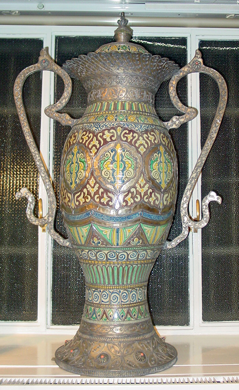 Vaso in Metallo Vintage Anfora marocchina del XX Secolo Pezzo di storia autentico - Robertaebasta® Art Gallery opere d’arte esclusive.